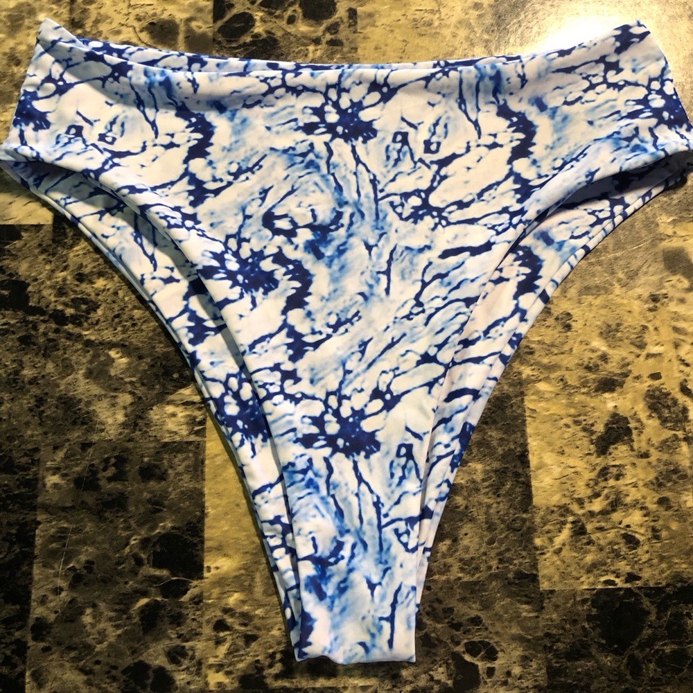 Blue and White Marble Bikini Bottom